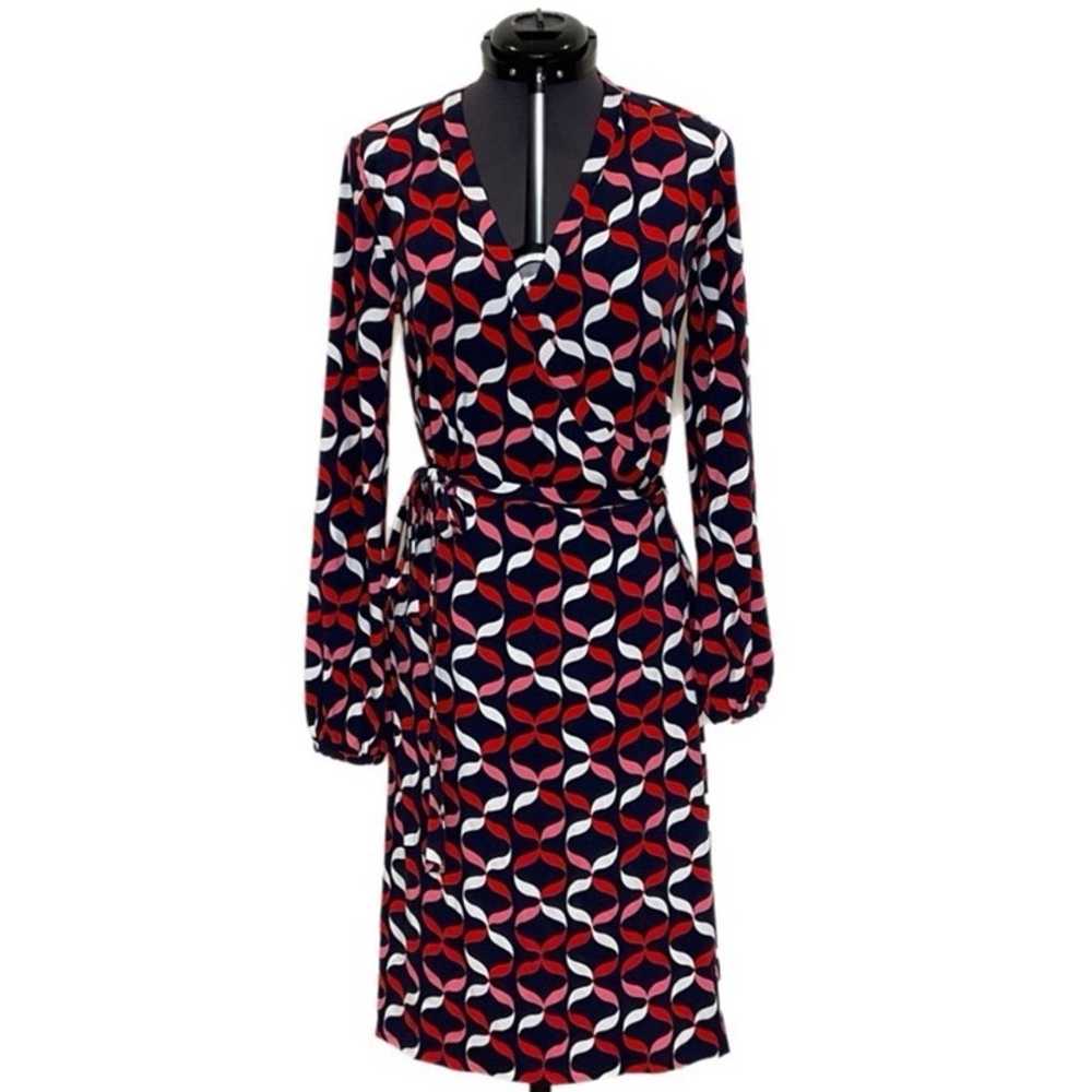 BODEN Elodie Ribbon Print Jersey Wrap Midi Dress … - image 4