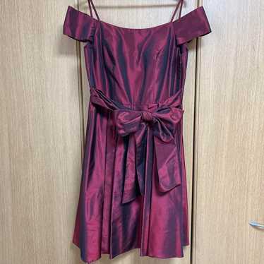 AIMER Wine Red Off-Shoulder Mini Dress