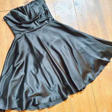 AIMER Black Satin Strapless Party Dress - image 1