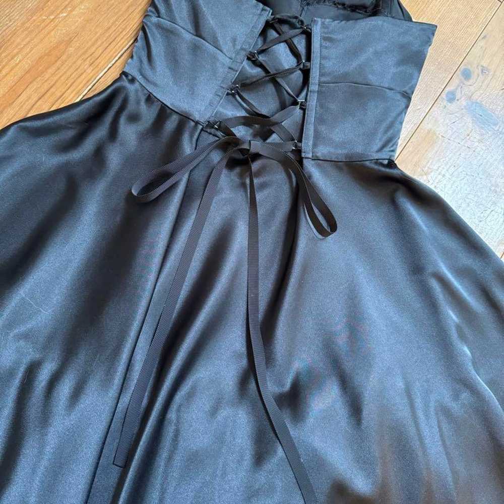 AIMER Black Satin Strapless Party Dress - image 2