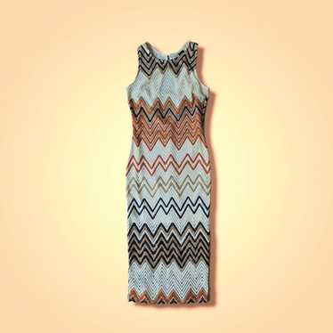 Knit Dress | Multicolor Chevron | Size L - image 1