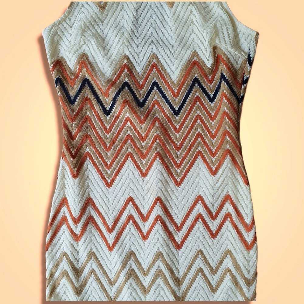 Knit Dress | Multicolor Chevron | Size L - image 3