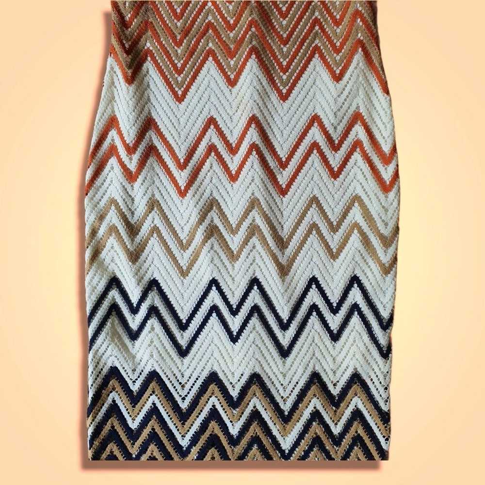 Knit Dress | Multicolor Chevron | Size L - image 4