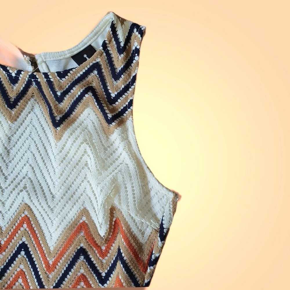 Knit Dress | Multicolor Chevron | Size L - image 6