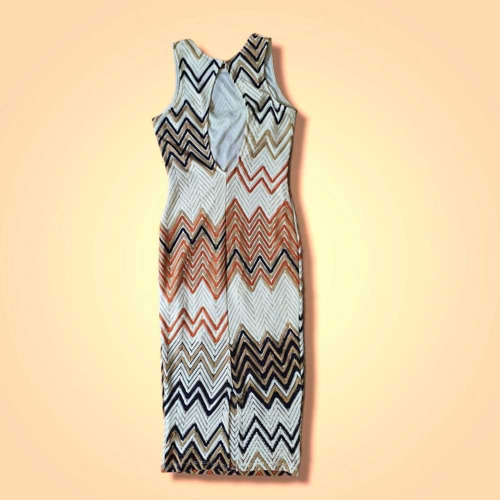 Knit Dress | Multicolor Chevron | Size L - image 7