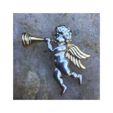 Beautiful Christmas Silver/Gold Trumpeting Angel … - image 1