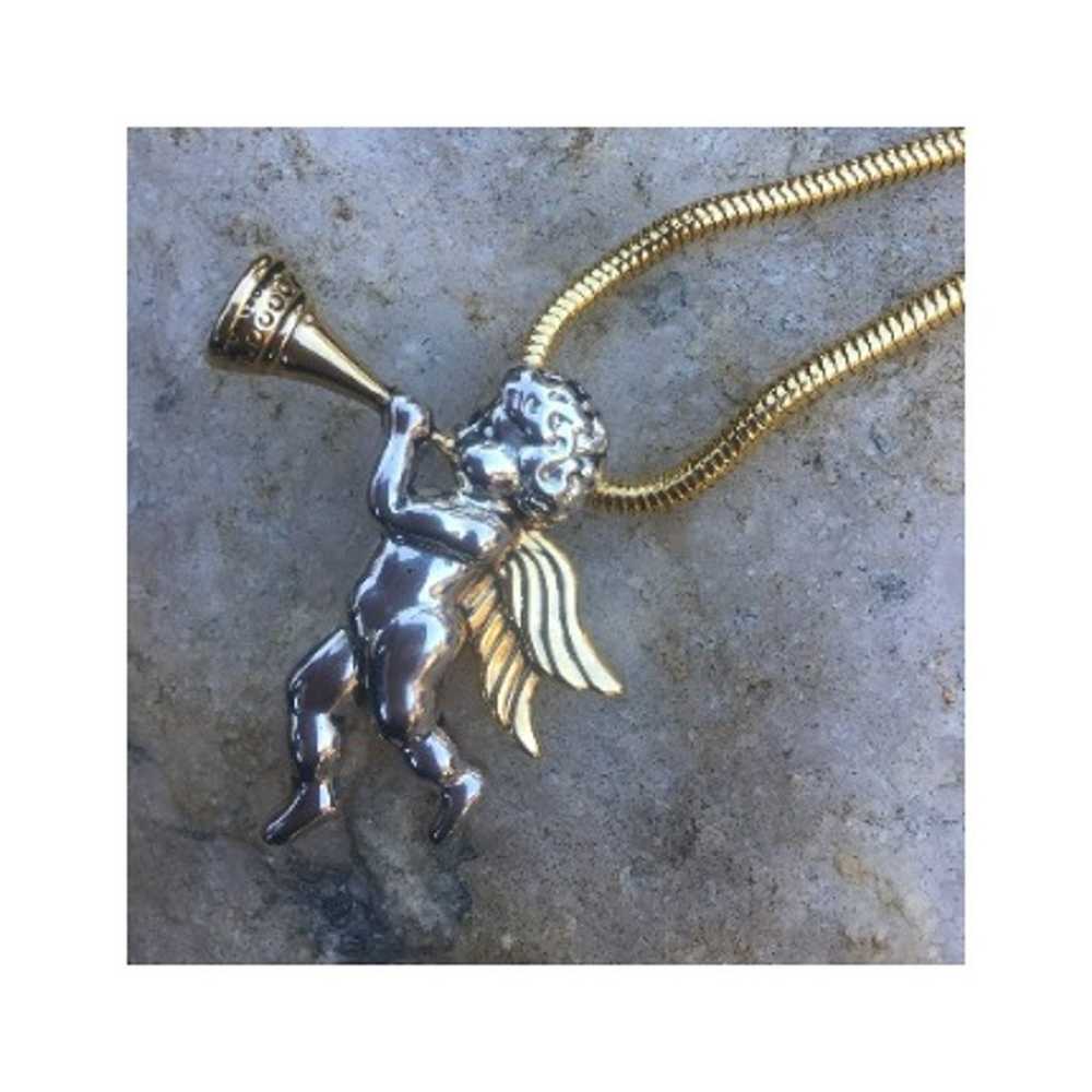 Beautiful Christmas Silver/Gold Trumpeting Angel … - image 2