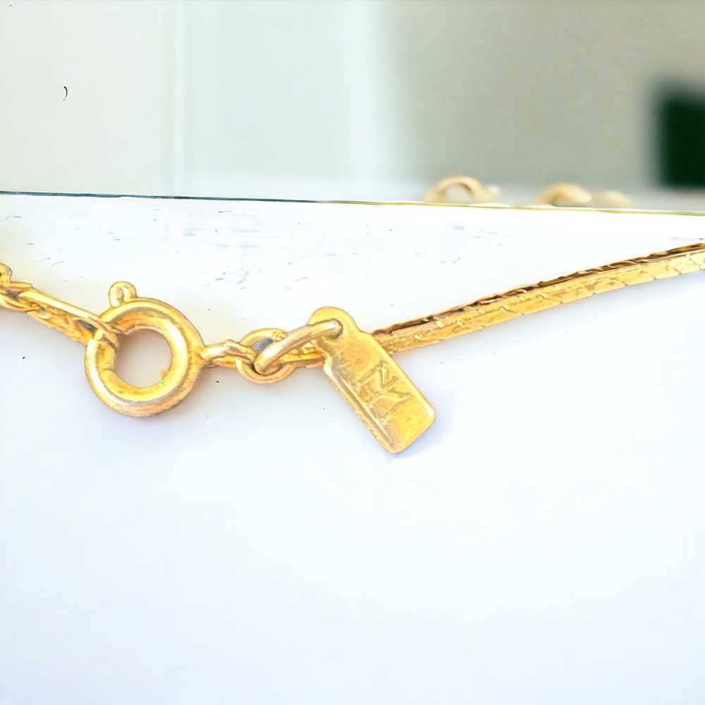 Vtg MI Gold Tone CHOKER Necklace w/ Purple Teardr… - image 3