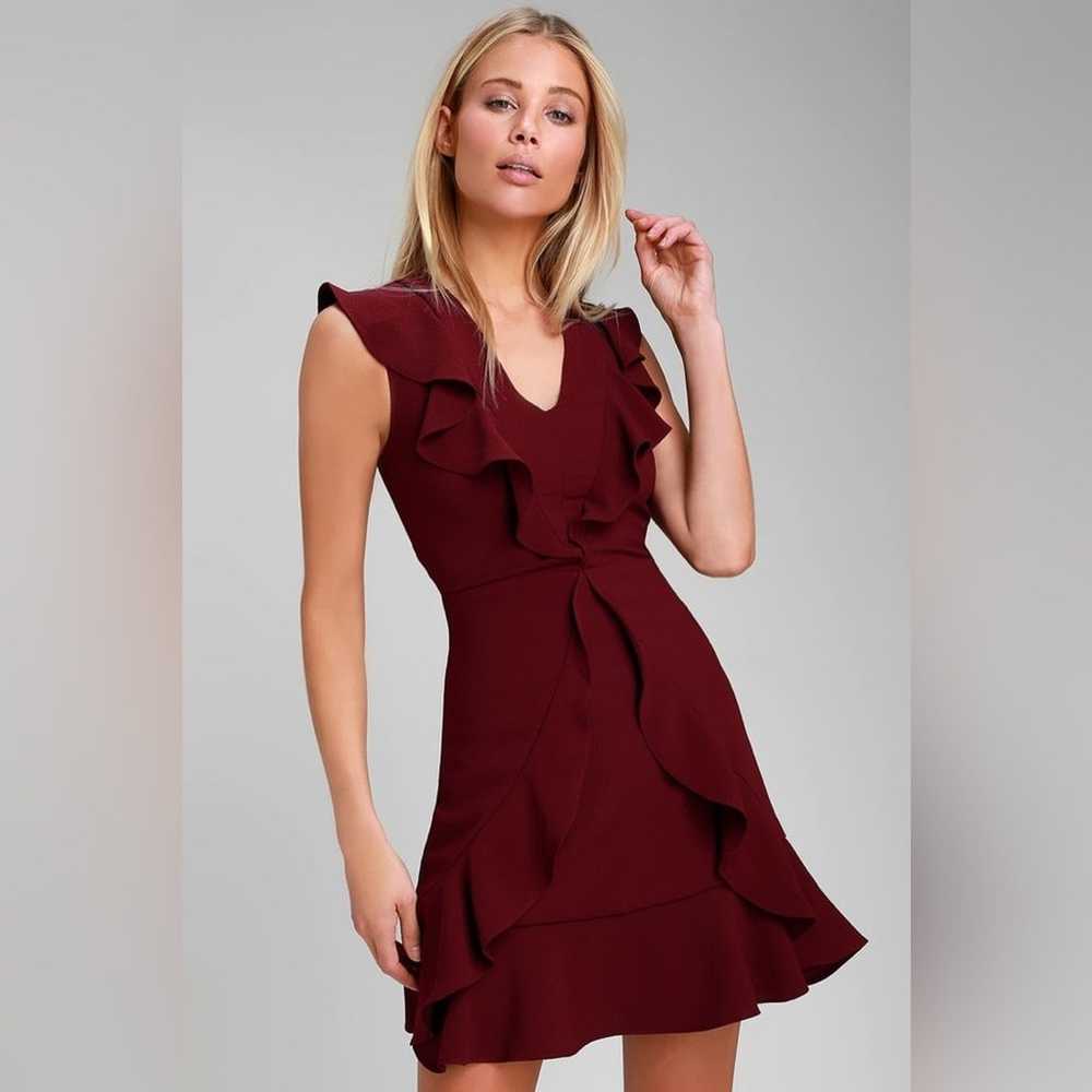 Augustine Burgundy Ruffled Sleeveless Dress - image 1