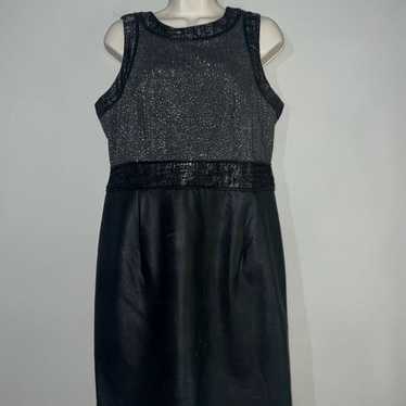 Michael Kors Faux Leather Black Gray Dress 8