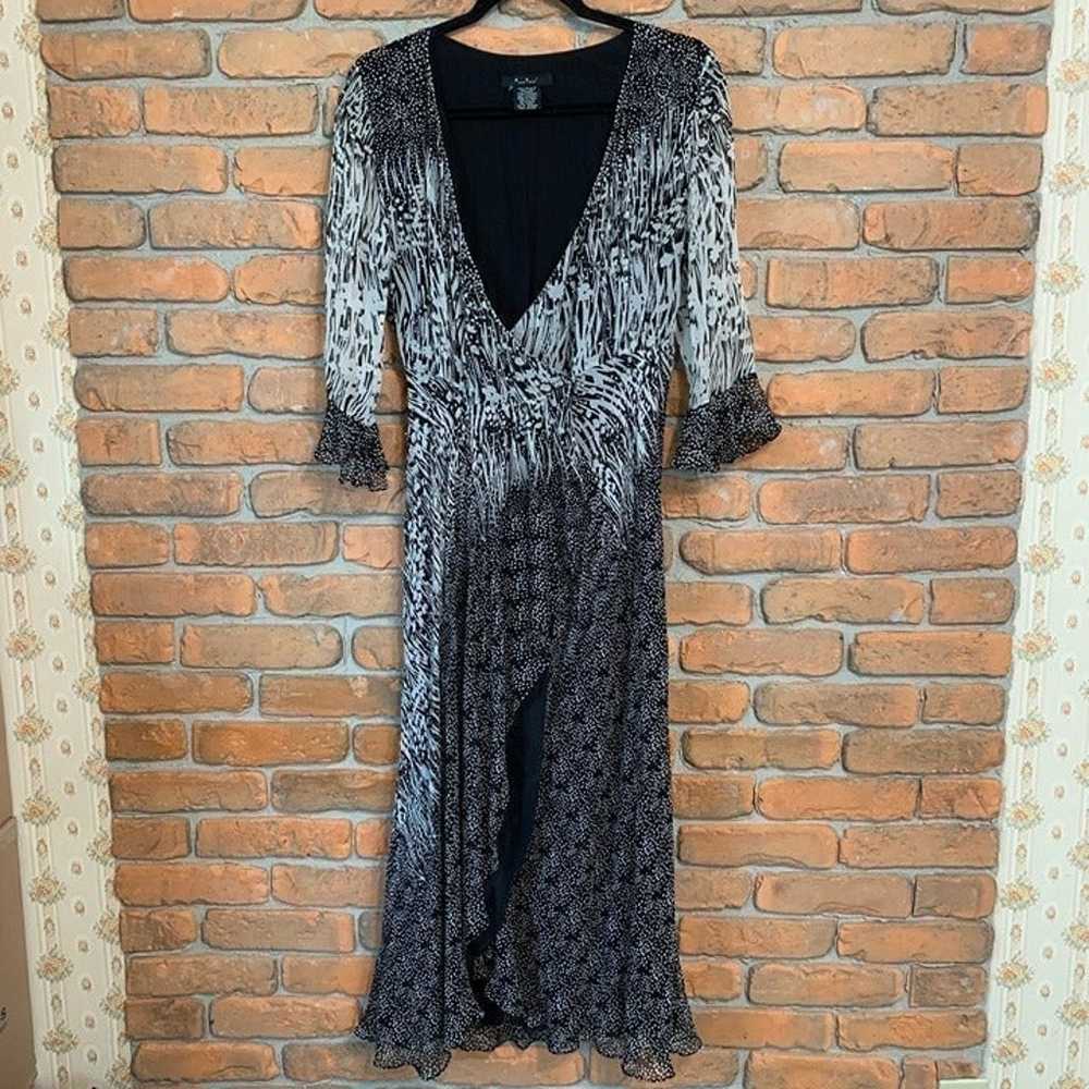 ECI New York Silk Wrap A-Line Beaded Long Dress B… - image 1