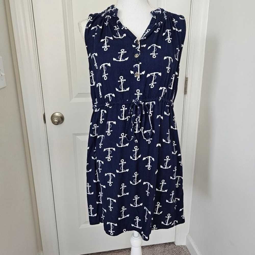 Escapada Lily Blue and White Anchors Dress Size S - image 1