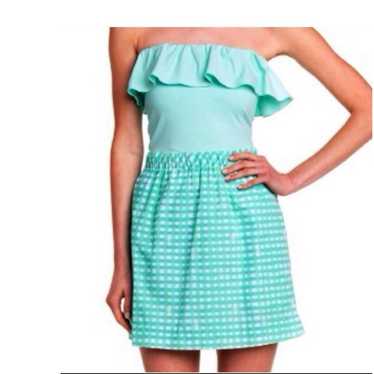 Lilly Pulitzer Athens Blue Green Gingham Straples… - image 1