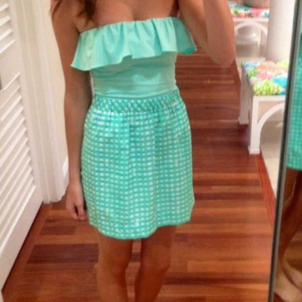 Lilly Pulitzer Athens Blue Green Gingham Straples… - image 5