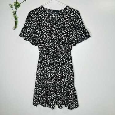 Pretty Garden Black Cream Dots Ruffle Dress