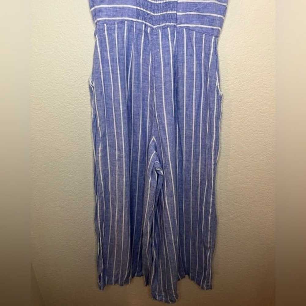 C&C 100% Linen Blue and White Striped Jumpsuit si… - image 10