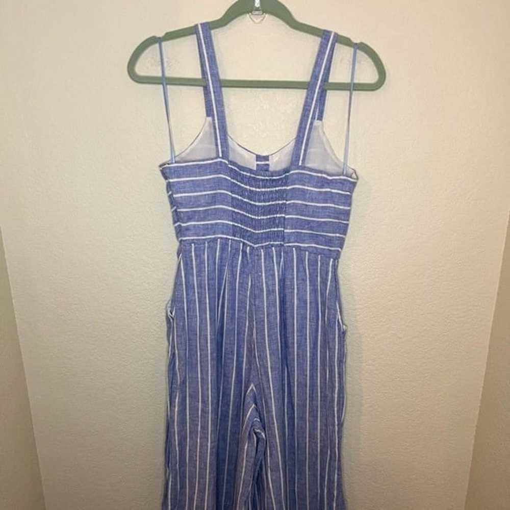 C&C 100% Linen Blue and White Striped Jumpsuit si… - image 2