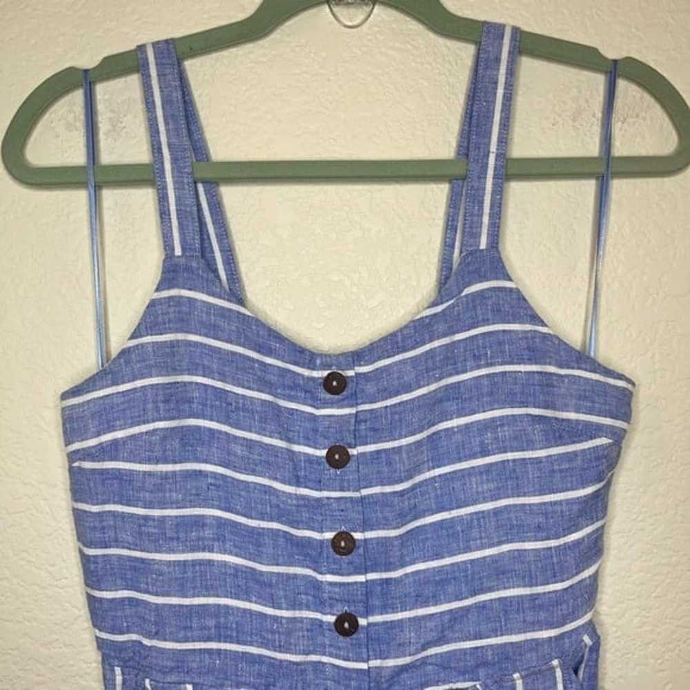 C&C 100% Linen Blue and White Striped Jumpsuit si… - image 3