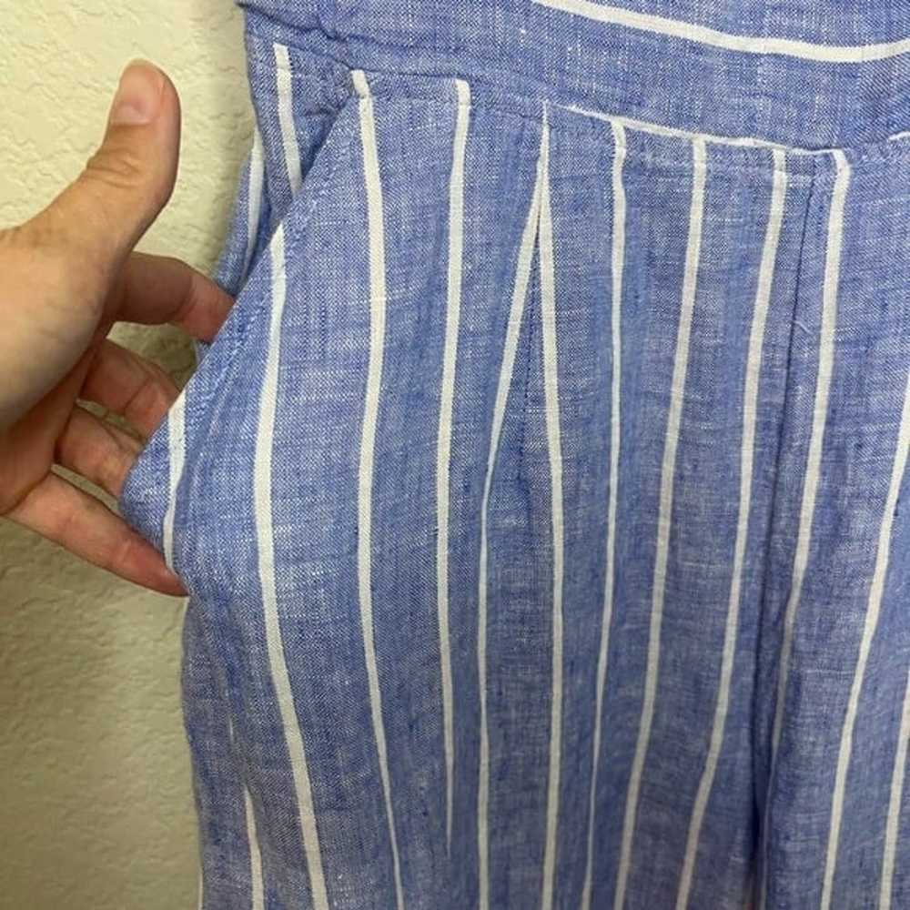 C&C 100% Linen Blue and White Striped Jumpsuit si… - image 9