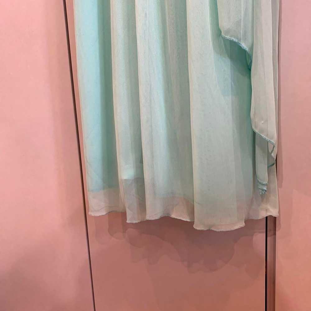 Mint green V-neck chiffon dress with bead embelli… - image 4