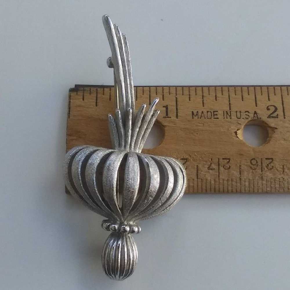 Vintage Monet Silver Tone Brooch, Thistle Flower? - image 6