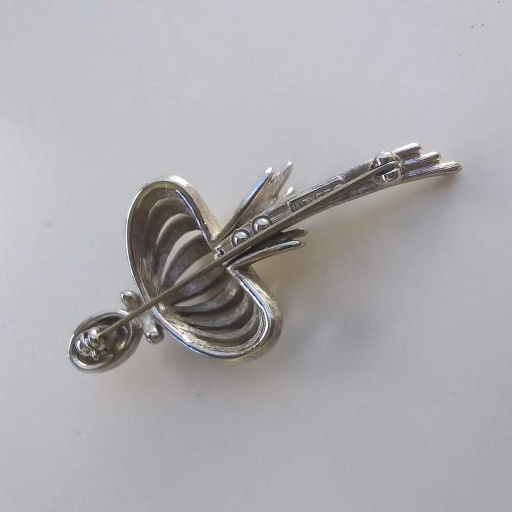 Vintage Monet Silver Tone Brooch, Thistle Flower? - image 7