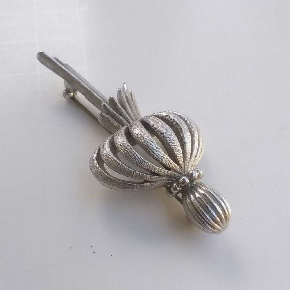 Vintage Monet Silver Tone Brooch, Thistle Flower? - image 9