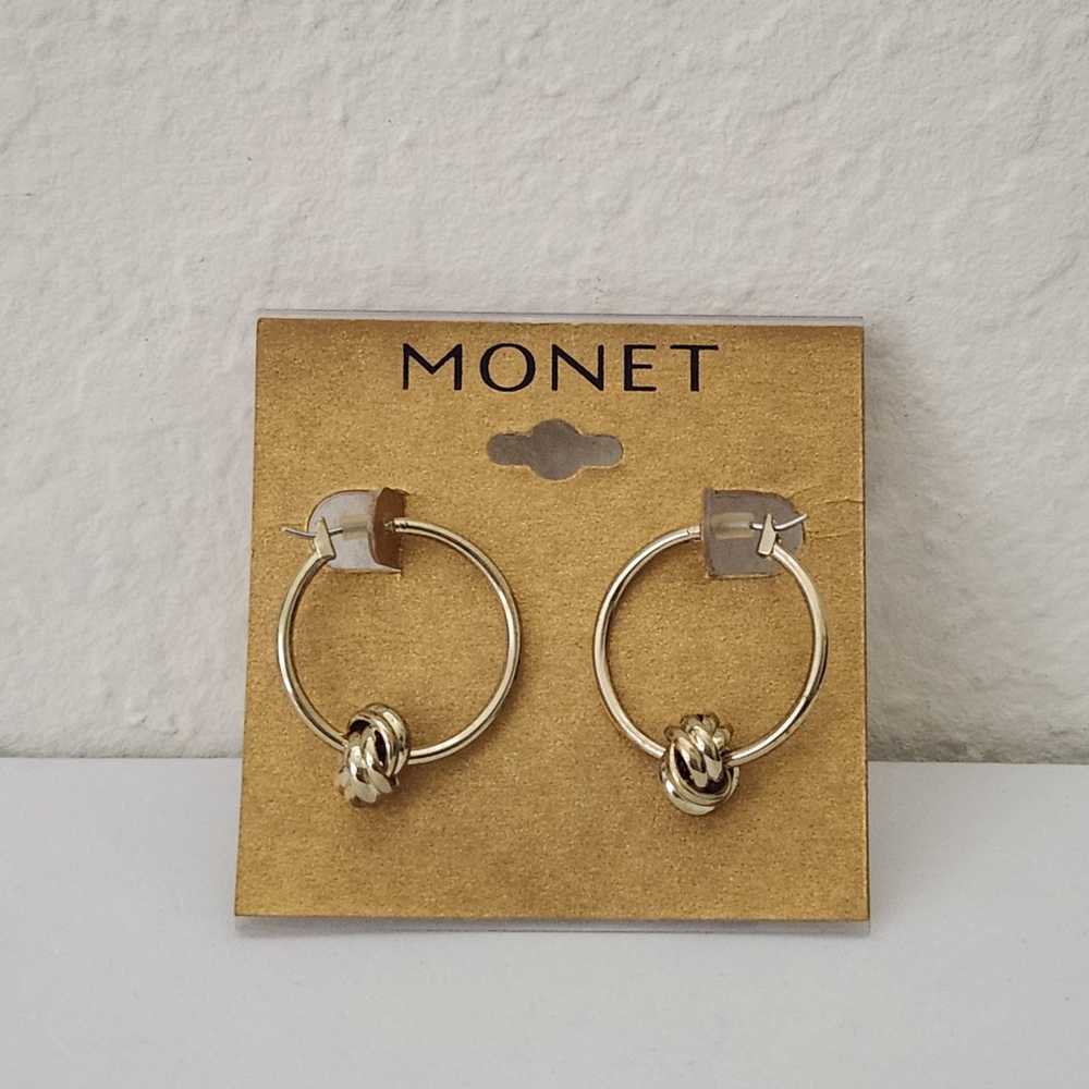 Vintage Monet Gold nuts hoops earrings - image 1