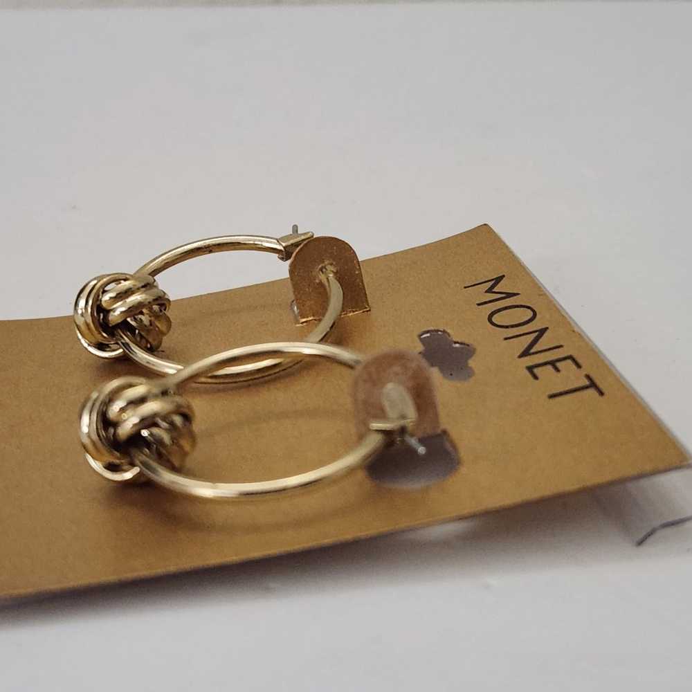 Vintage Monet Gold nuts hoops earrings - image 2