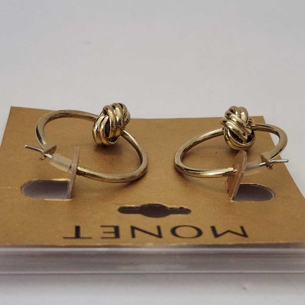 Vintage Monet Gold nuts hoops earrings - image 3