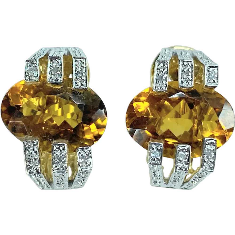 H Stern 14K yellow gold Citrine Diamond accent ea… - image 1