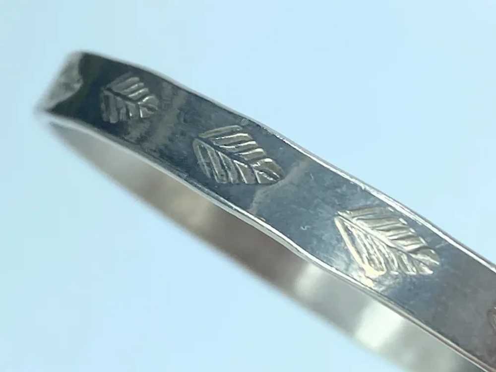 Mexico Sterling Silver 925 Leaf etched full circl… - image 2