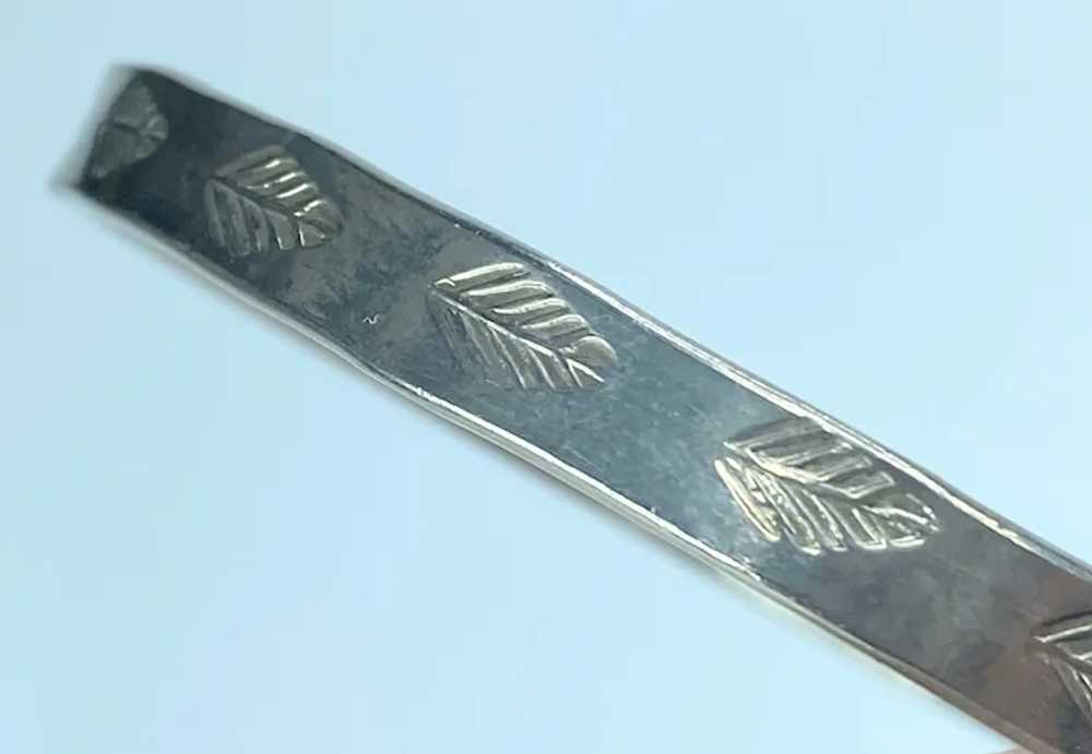 Mexico Sterling Silver 925 Leaf etched full circl… - image 3