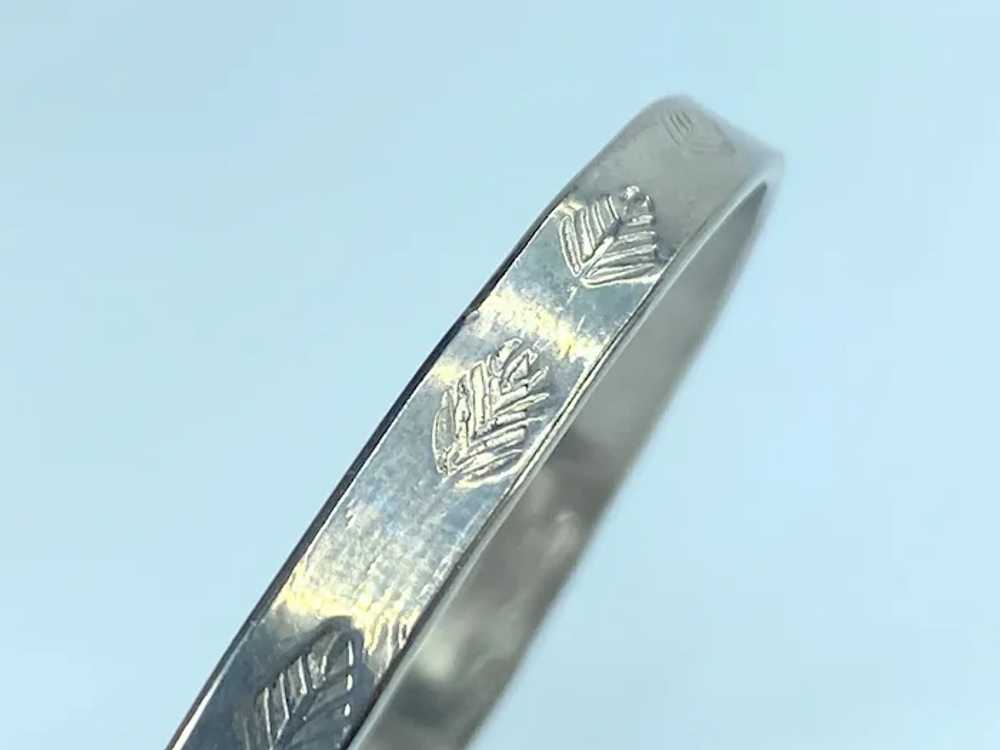 Mexico Sterling Silver 925 Leaf etched full circl… - image 6