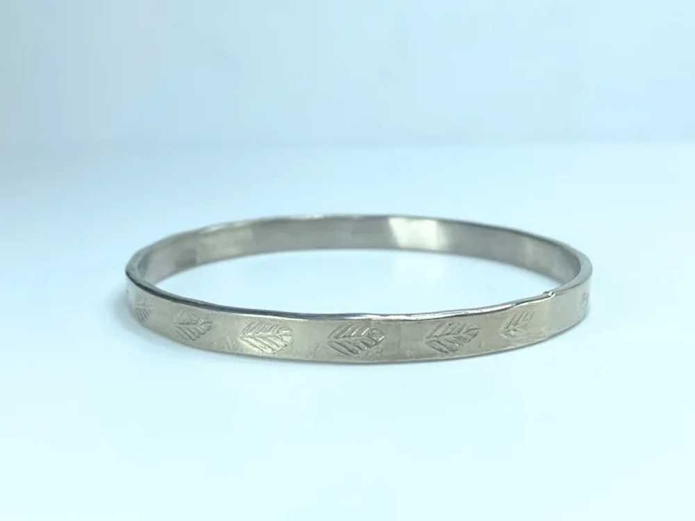 Mexico Sterling Silver 925 Leaf etched full circl… - image 7