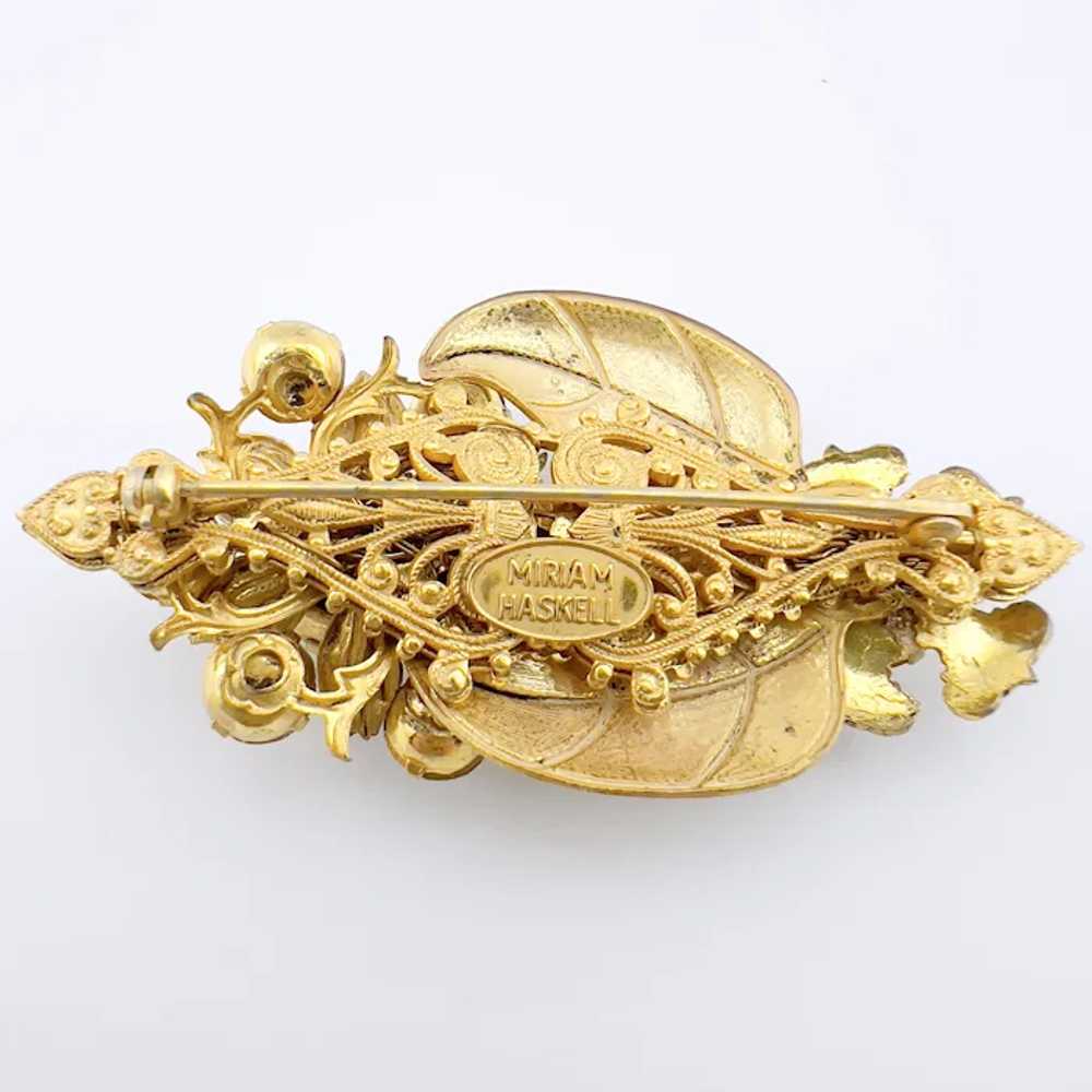 Vintage Signed Miriam Haskell Brooch. Gold Flower… - image 3