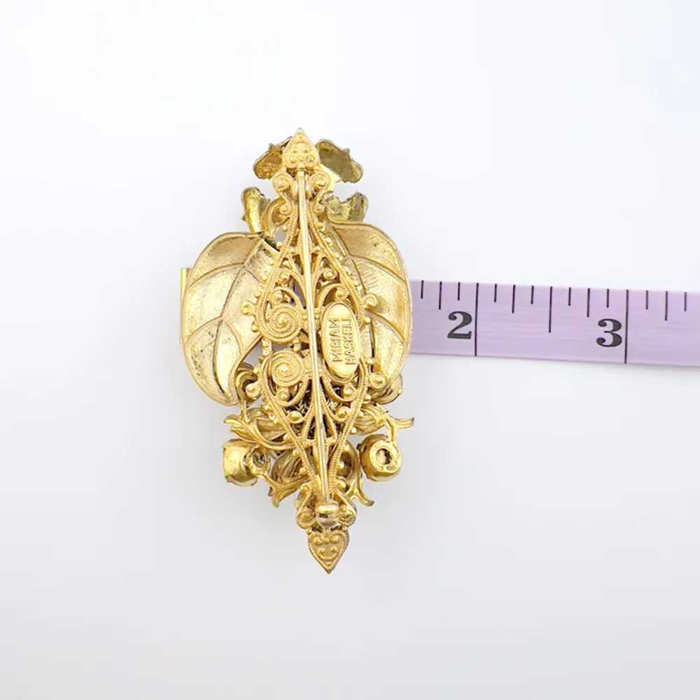 Vintage Signed Miriam Haskell Brooch. Gold Flower… - image 4