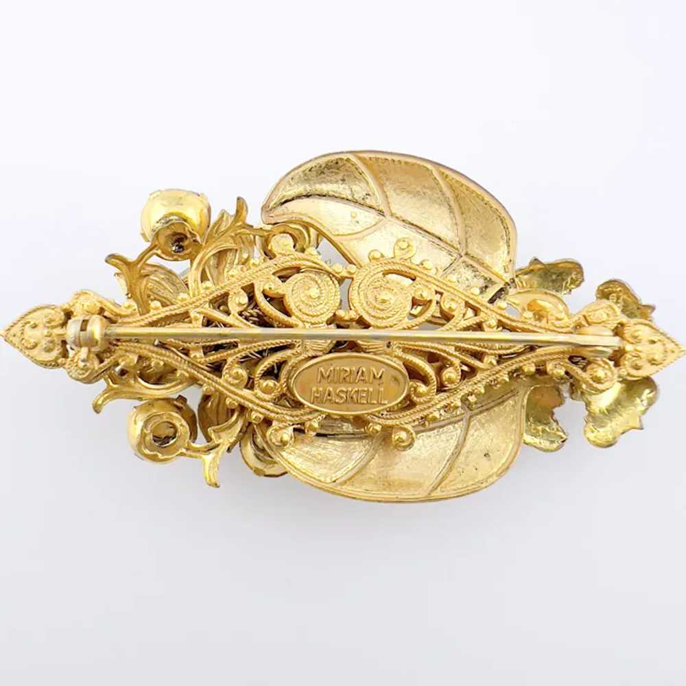 Vintage Signed Miriam Haskell Brooch. Gold Flower… - image 8