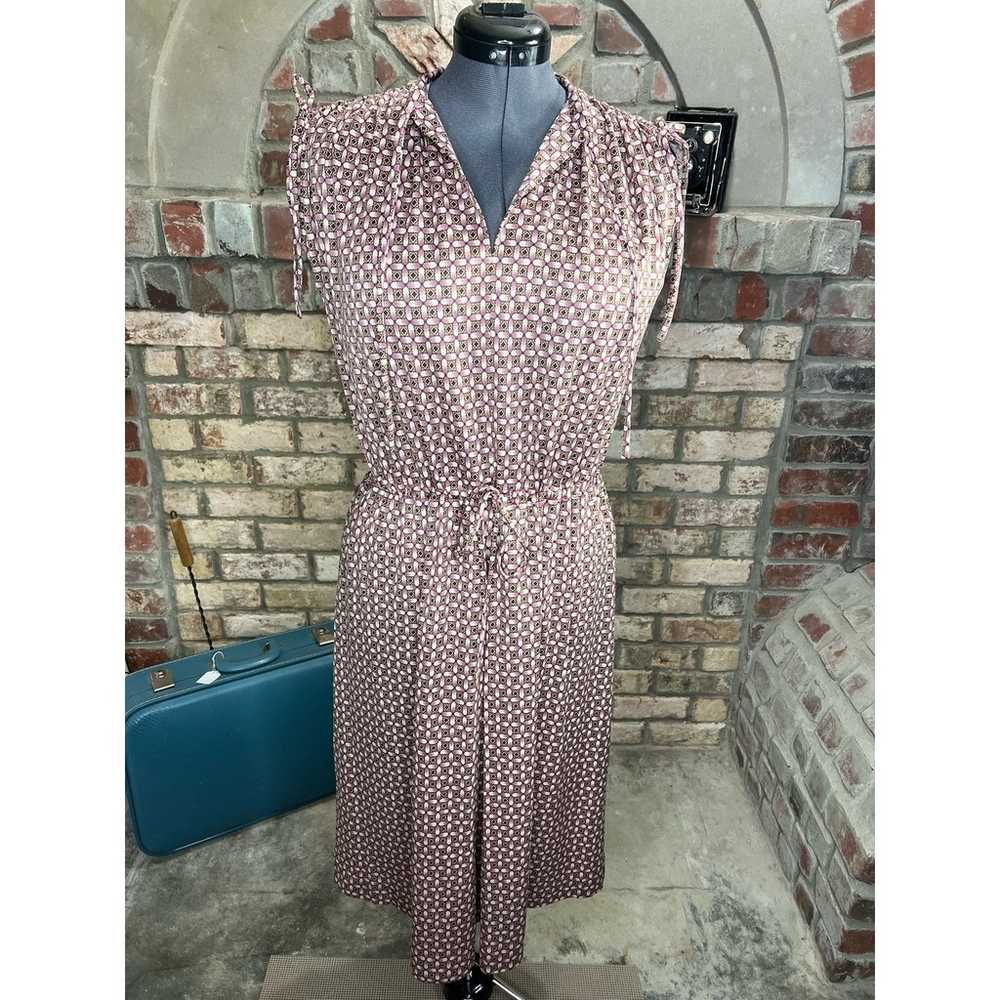 1980s knit fit and flare dress sz L - image 1