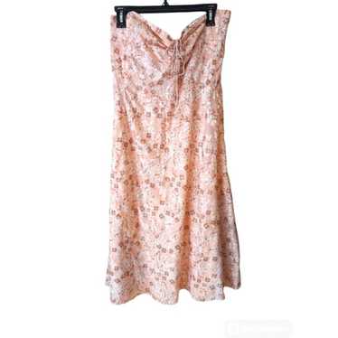 J.Crew Y2K Peach Floral Strapless Dress Size 14