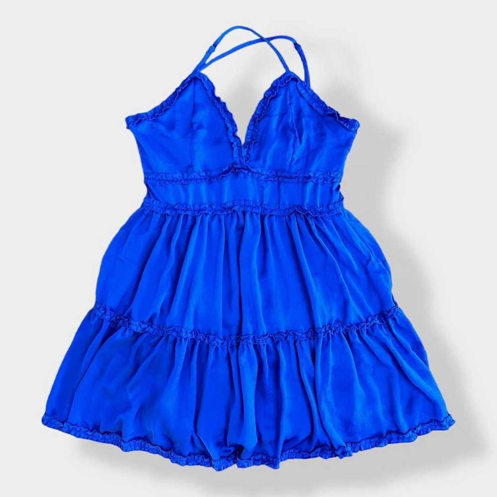 She + Sky Satin Blue tiered ruffled mini dress Si… - image 2