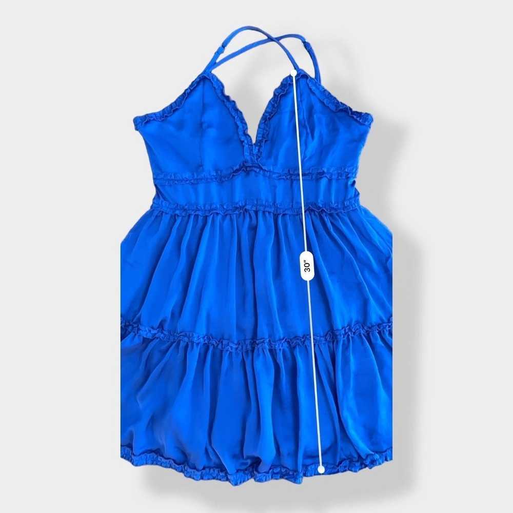 She + Sky Satin Blue tiered ruffled mini dress Si… - image 3