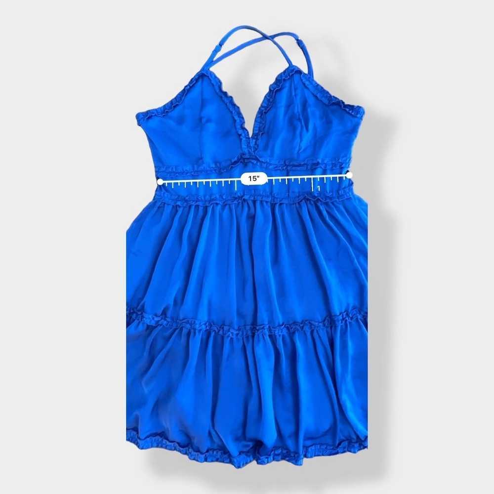 She + Sky Satin Blue tiered ruffled mini dress Si… - image 4