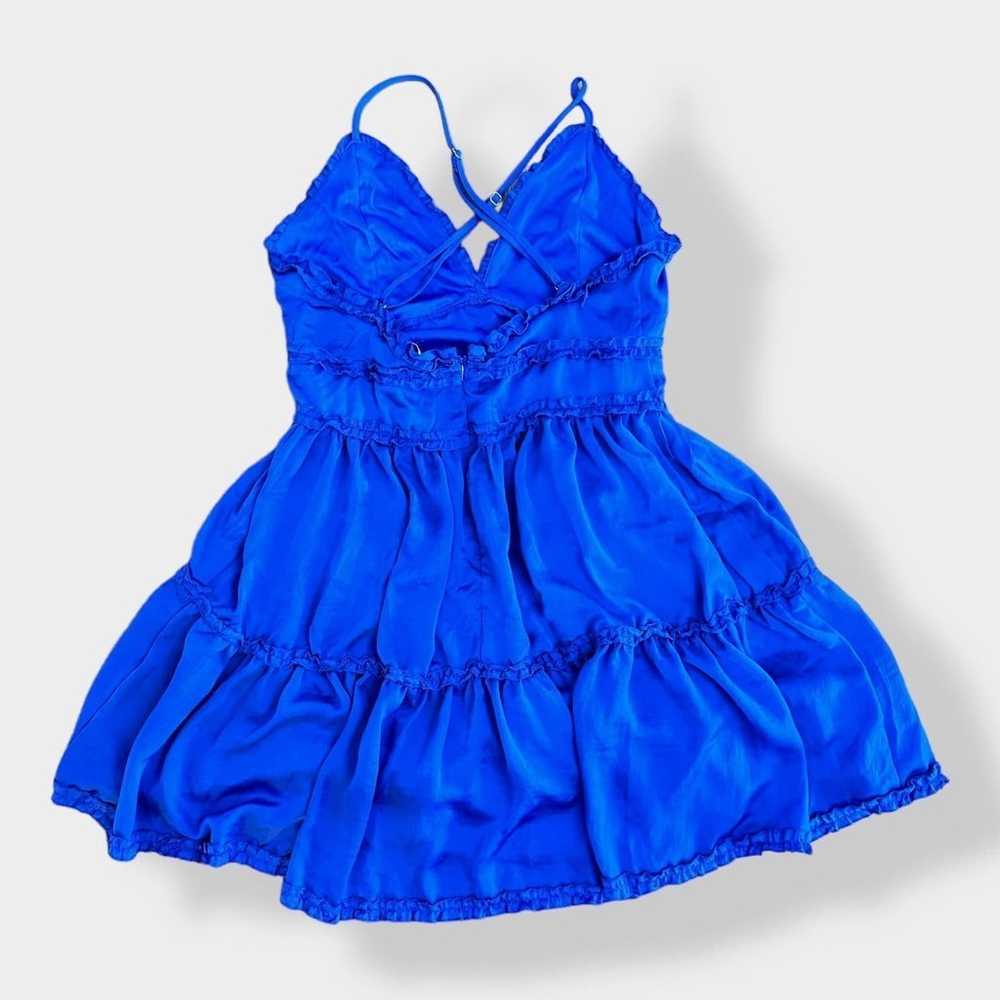 She + Sky Satin Blue tiered ruffled mini dress Si… - image 7