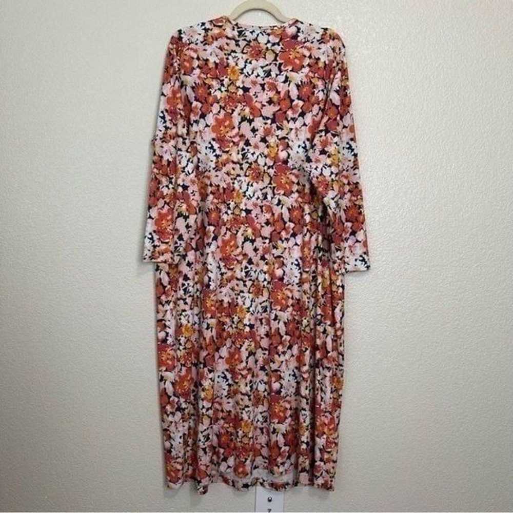 Lands’ End 100% Cotton Floral Long Sleeves Midi D… - image 5