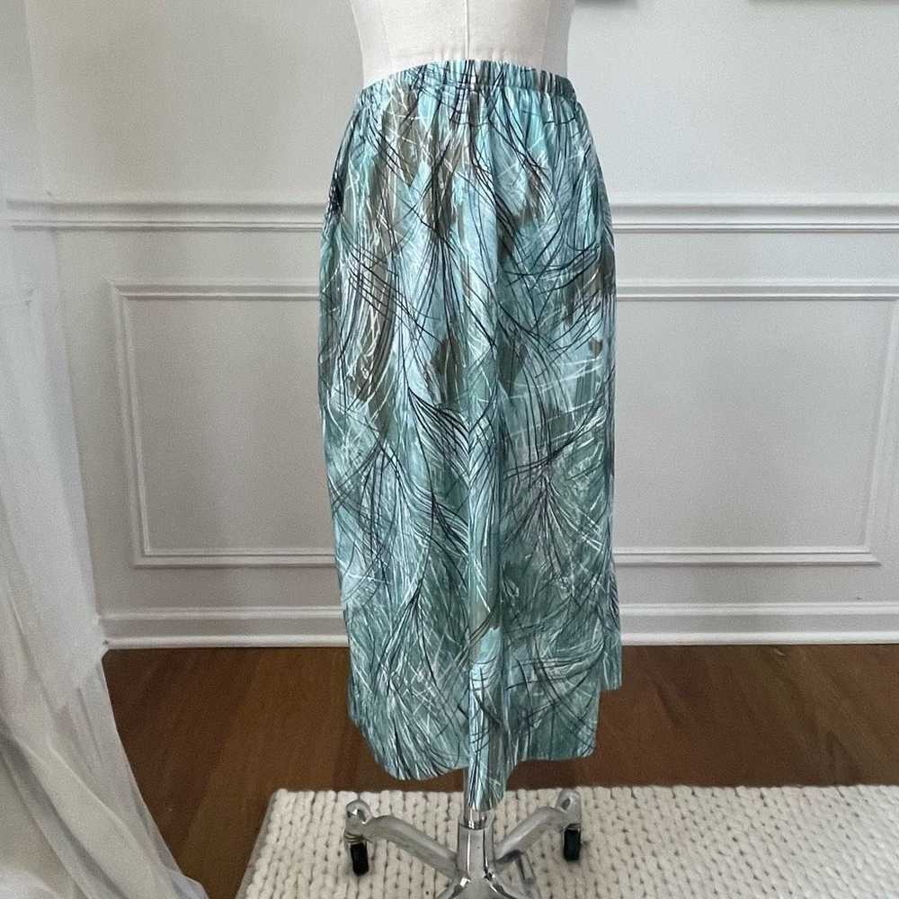 Vintage Vintage 70s 2pc Blouse Skirt Green Brown … - image 8