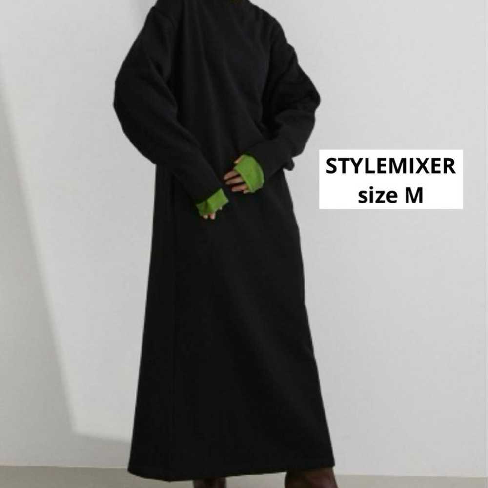 Style Mixer Long Rib Sweat One-piece Dress Black … - image 1