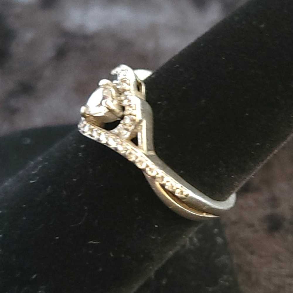 Sterling Silver vintage CZ Heart ring - image 3