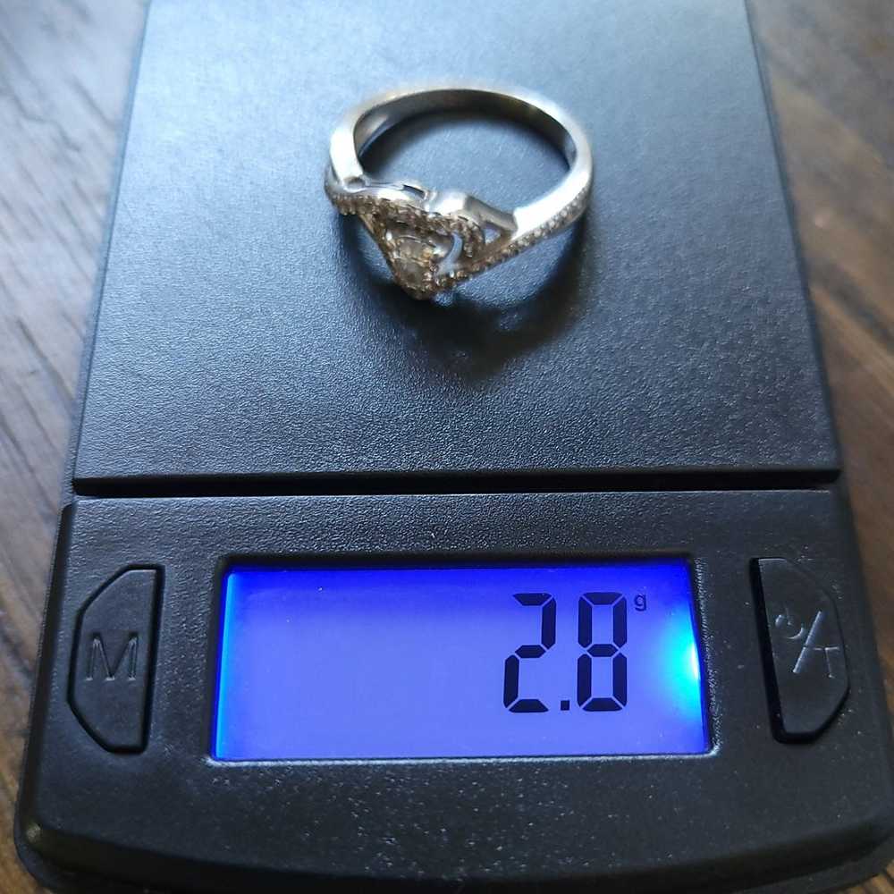 Sterling Silver vintage CZ Heart ring - image 6