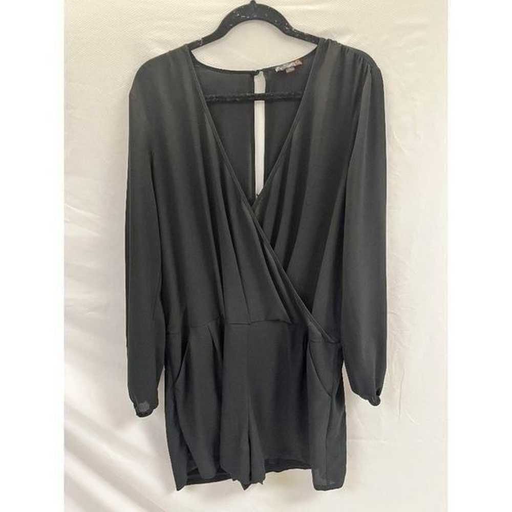 Guess Womens Long Sleeve V neck Formal Romper Bla… - image 1